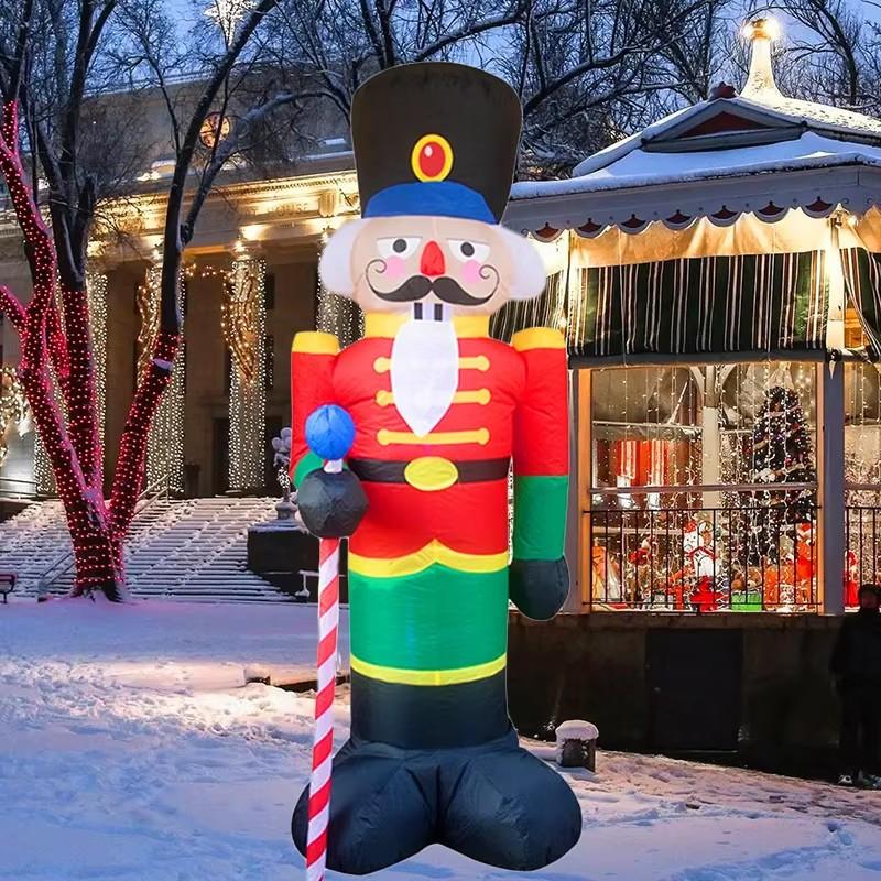 Christmas Inflatable Decoration Toy Nutcracker Built-in LED Lights Inflatable Model Outdoor Ornament Xmas Party New Year