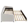 Sofa Bed Upholstered Bed 90x200 Cm Extendable Sofa Bed Rollers LED Light Velvet Minimalist Guest Bed Teenagers Children Without Mattress Beige