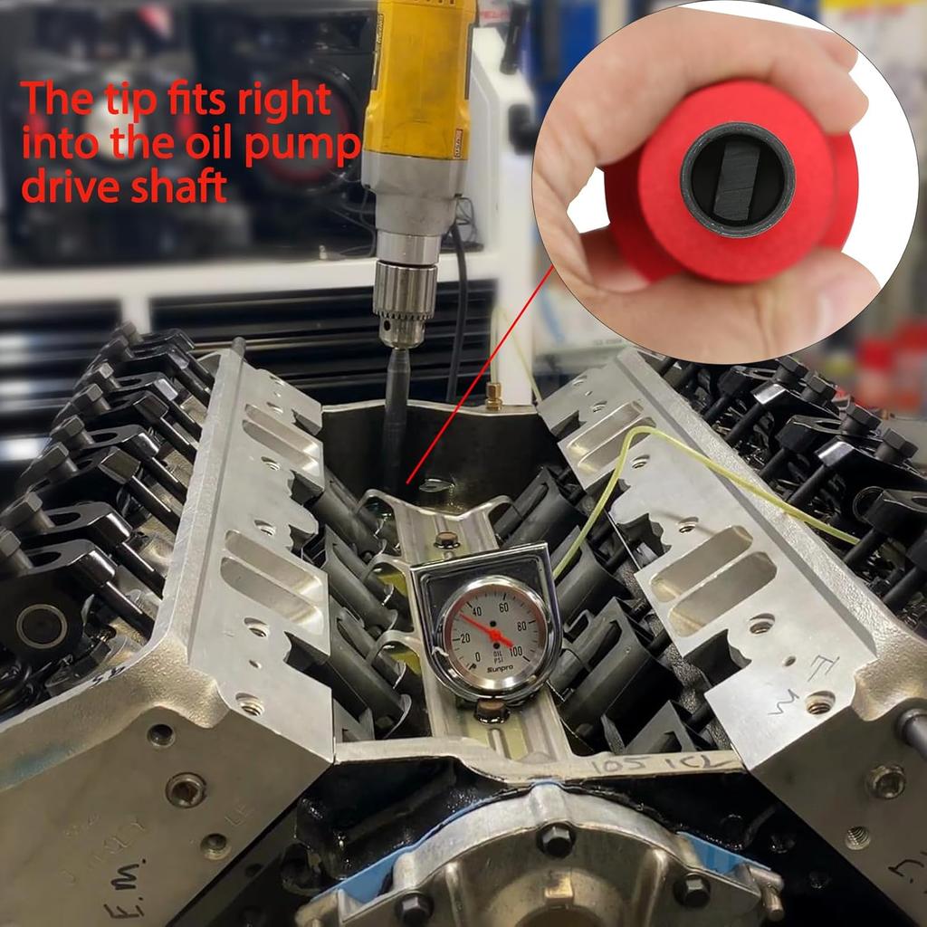 Oil Pump Primer Tool, Compatible With GM Chevy V6 V8 SBC 350 BBC 454 Small And Big Block Chevy Engines