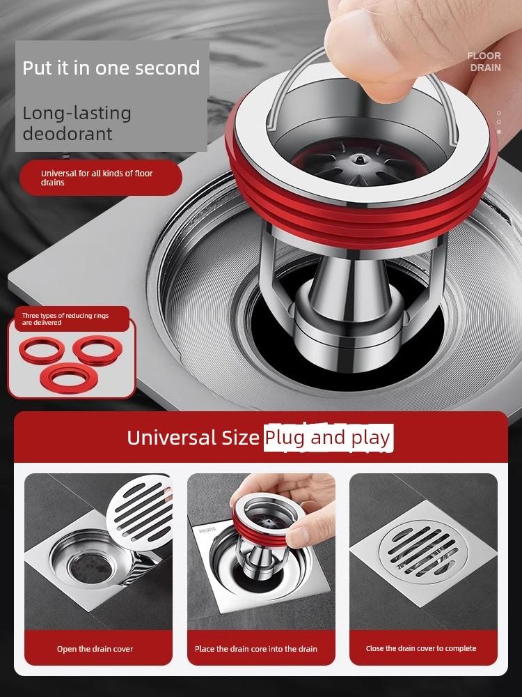 Floor Drain Deodorizer Inner Core for Bathroom and Toilet, Anti-Odor Device for Sewer Pipes, Sealing Cover To Prevent Small Flying Insects, Universal