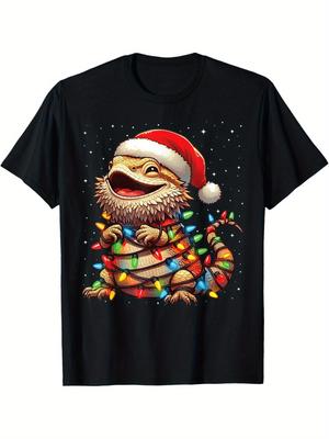 Bartagamen Weihnachtslicht Santa Hut Weihnachten Schnee T-Shirt