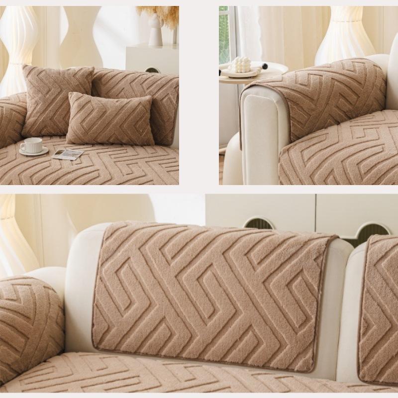Thermal Fleece Living Room Sofa Cover Jacquard Sofa Throw Non-Slip, Scratch-Resistant Soft Sofa Cushion