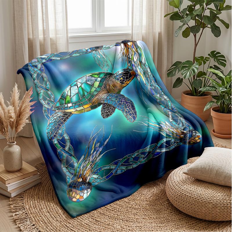 Space Turtles Journey Theme blanket Lightweight Warm Flannel Blanket Decorative Throw Blanket for Home Decoration