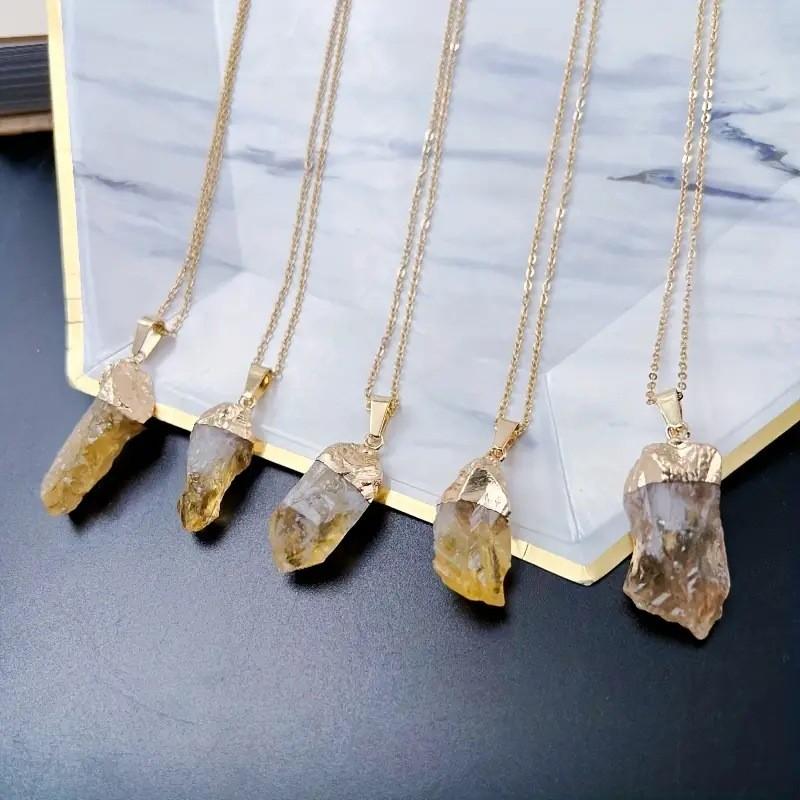 Natural Brazil Yellow Crystal Pendant With Water Droplet Design For Diy Jewelry Making