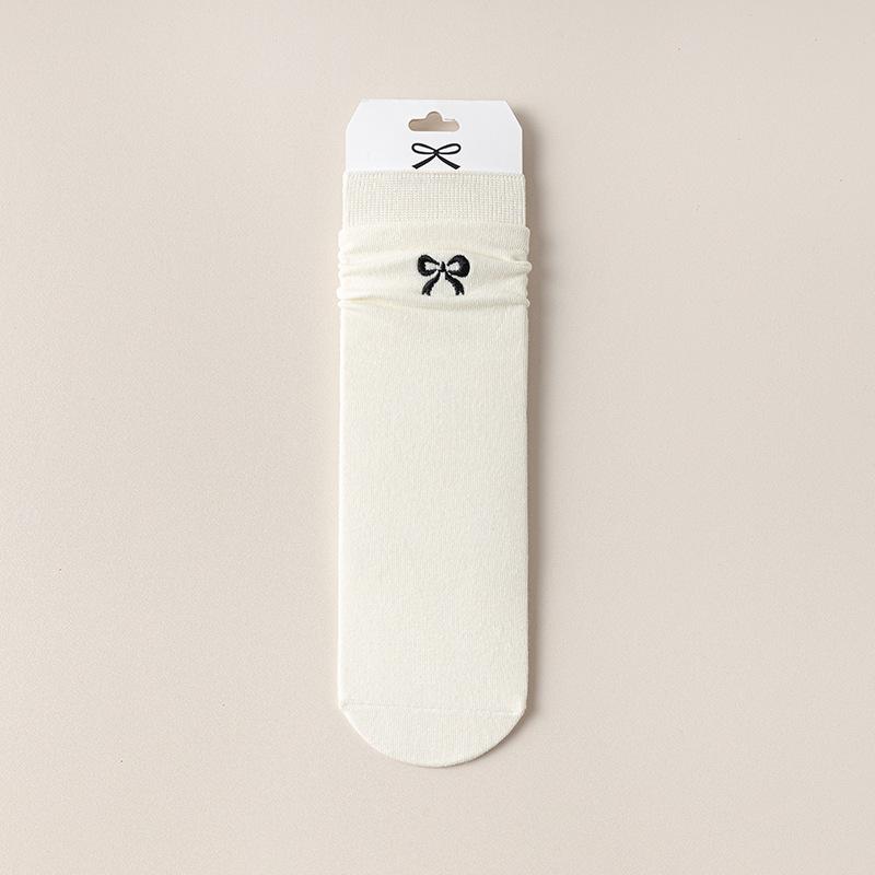 Women's Summer Thin Ballet Style Bow Embroidered Boneless Cotton Socks