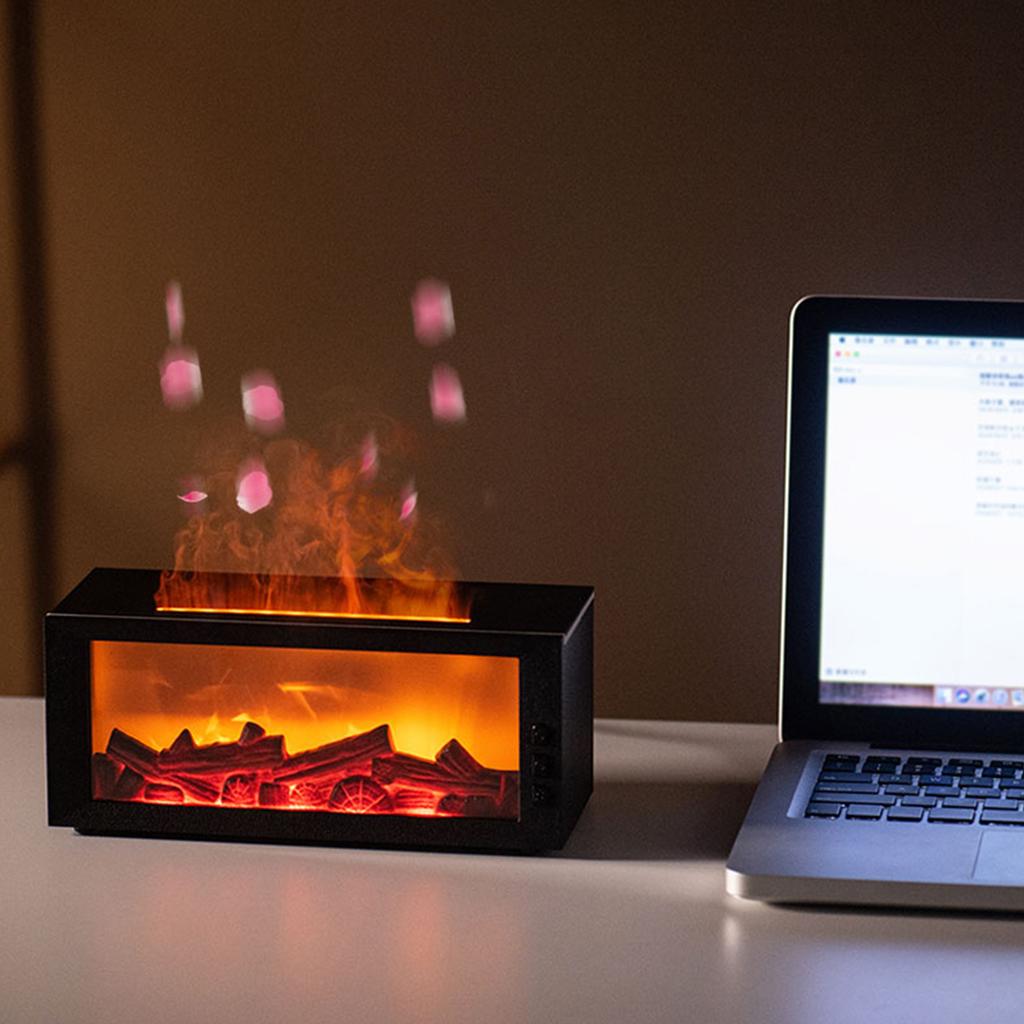 Fireplace Flame Air Diffuser Humidifier 7 Colors Essential Oil Diffuser with Timer Aroma Diffuser for Home Bedroom Office Yoga