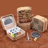 Retro-Style Faux PU Leather Sewing Box with Needle and Thread Set - Portable Household Essential Kit
