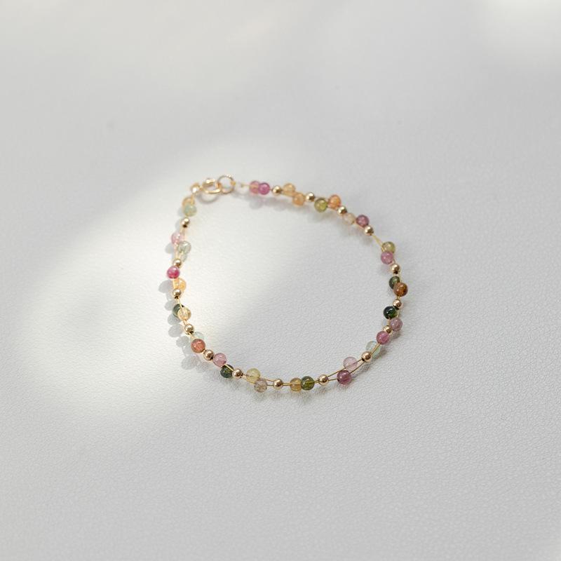 Floral New Chinese Style Natural Tourmaline Bracelet, Niche Light Luxury Crystal Bracelet for Girls