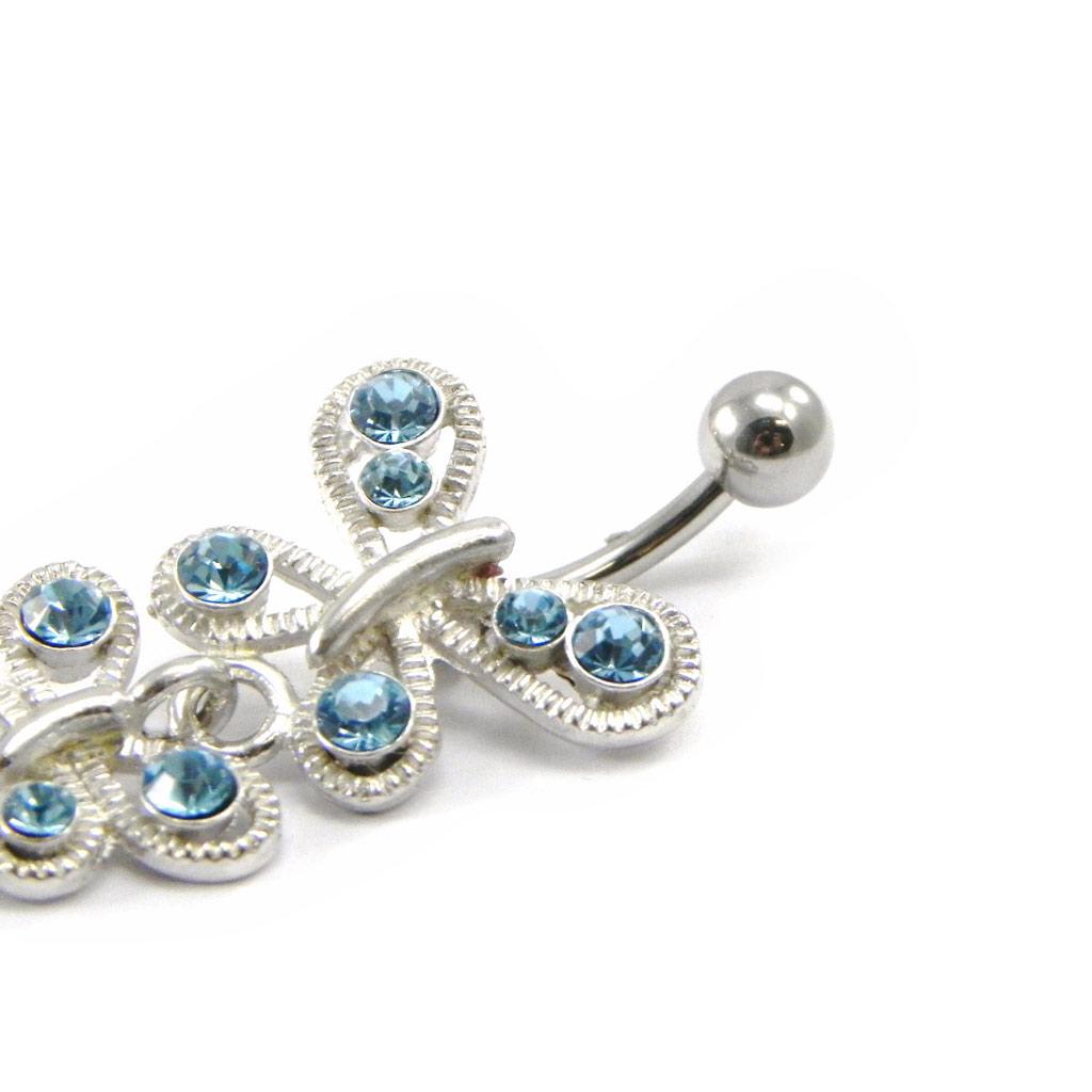 Les Trésors De Lily [I1351] - Turquoise 'Butterflies' Body Piercing