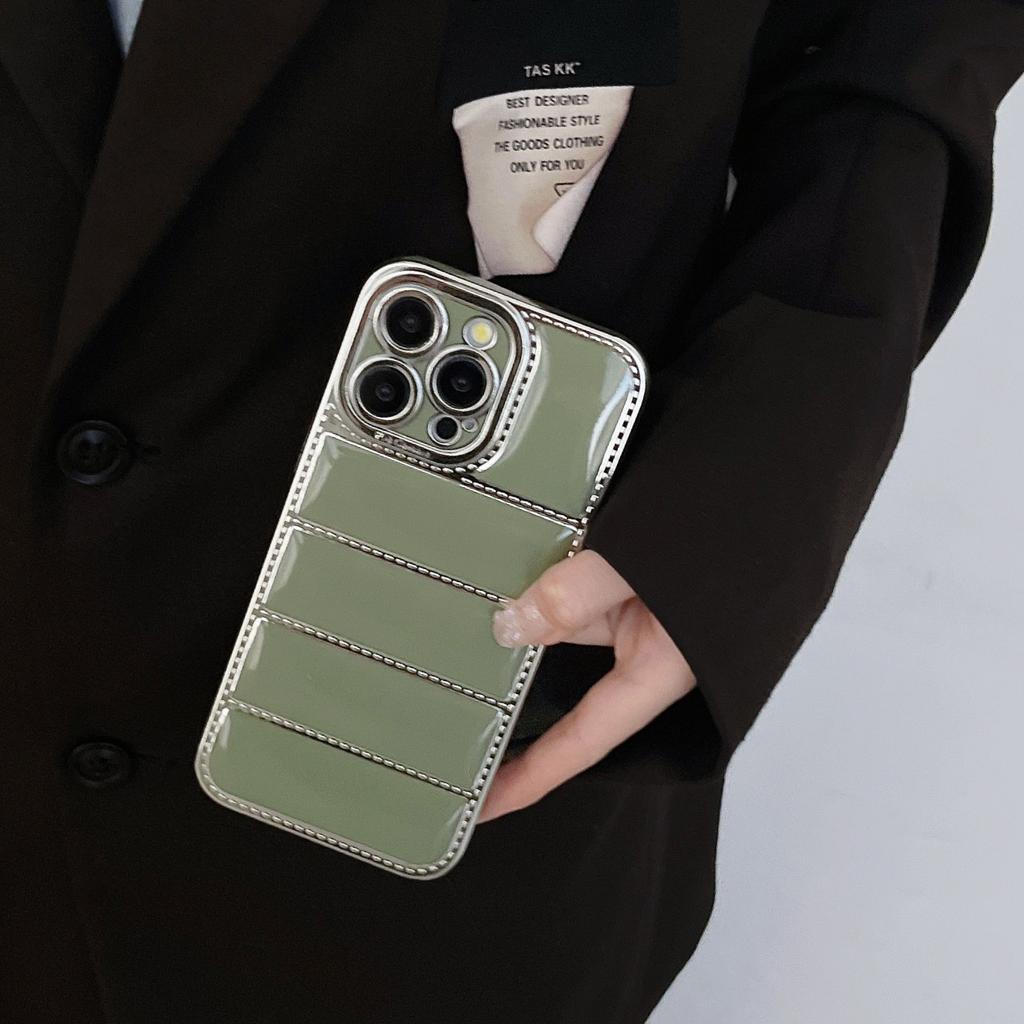 Electroplated Down Case Is Suitable for IPhone16 Anti-drop Phone Case and Apple 15promax Color-matching 14 Protective Case