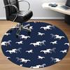 1PCHorse Pattern Office Round Area Rug, Indoor Mat Suitable For Office, Under Office Chairs Bedroom Living Room Home Decor, Room Deco034