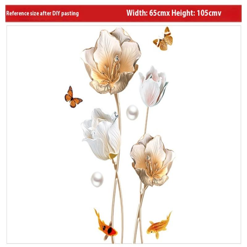 Beautiful Flower Wall Sticker For Living Room Background Decor Self-Adhesive Home Decor