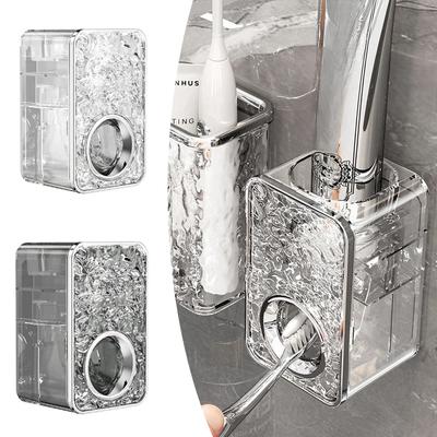 Wall Mounted Automatic Toothpaste Squeezer Bathroom Toothpaste Dispenser Storage Rack Toothbrush Holder Home Organizerer