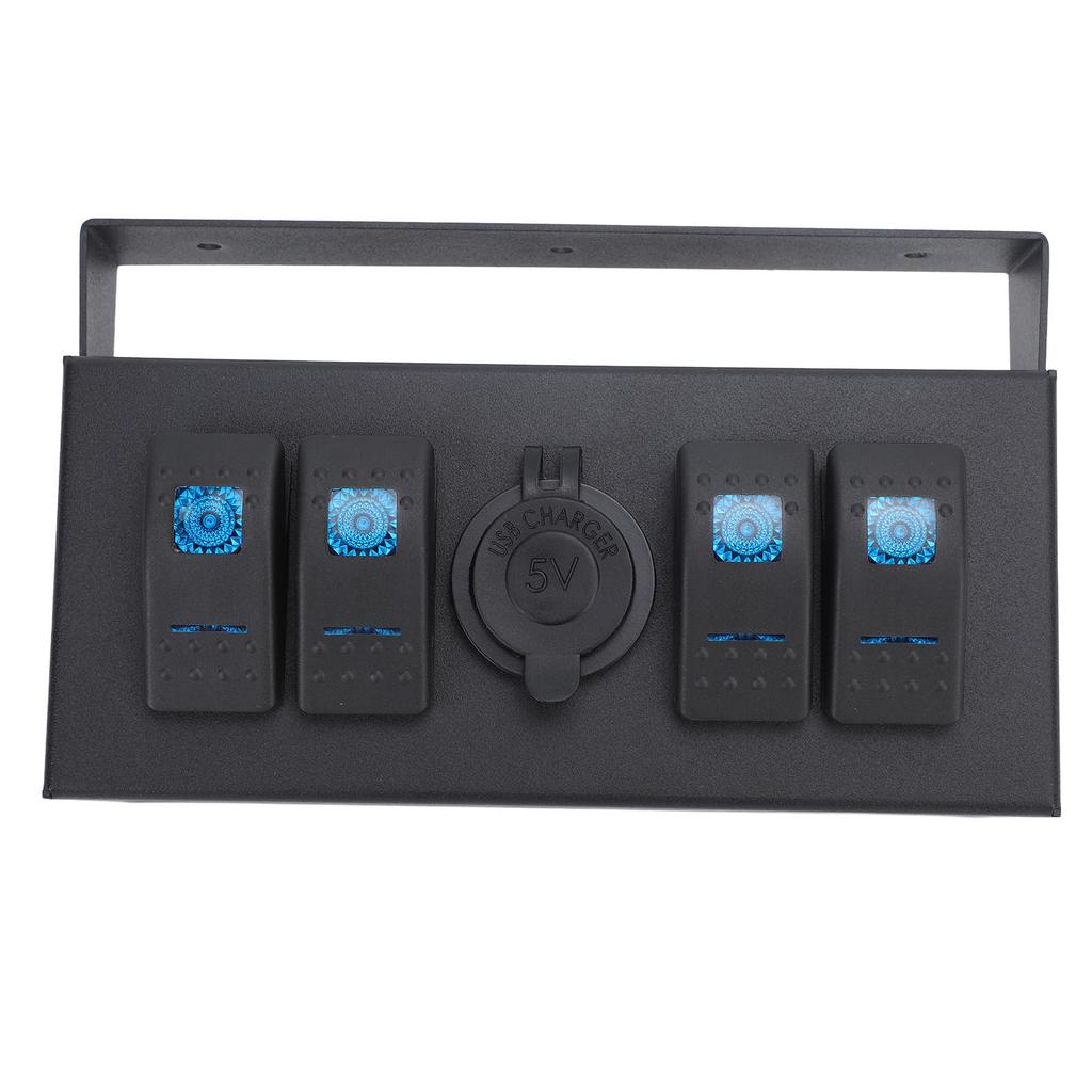 Toggle Rocker Switch Panel Versatile Fireproof Water Resistant 4 Gang Rocker Switch Box for Ships Yachts RVs Buses