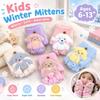 Thick Warm Cartoon Convertible Gloves Polyamide Bear Flip Top Gloves  For Students