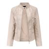 Giacca in pelle da donna alla moda, con colletto alto, in pelle PU, giacca in pelle da donna, cappotto in pelle da donna
