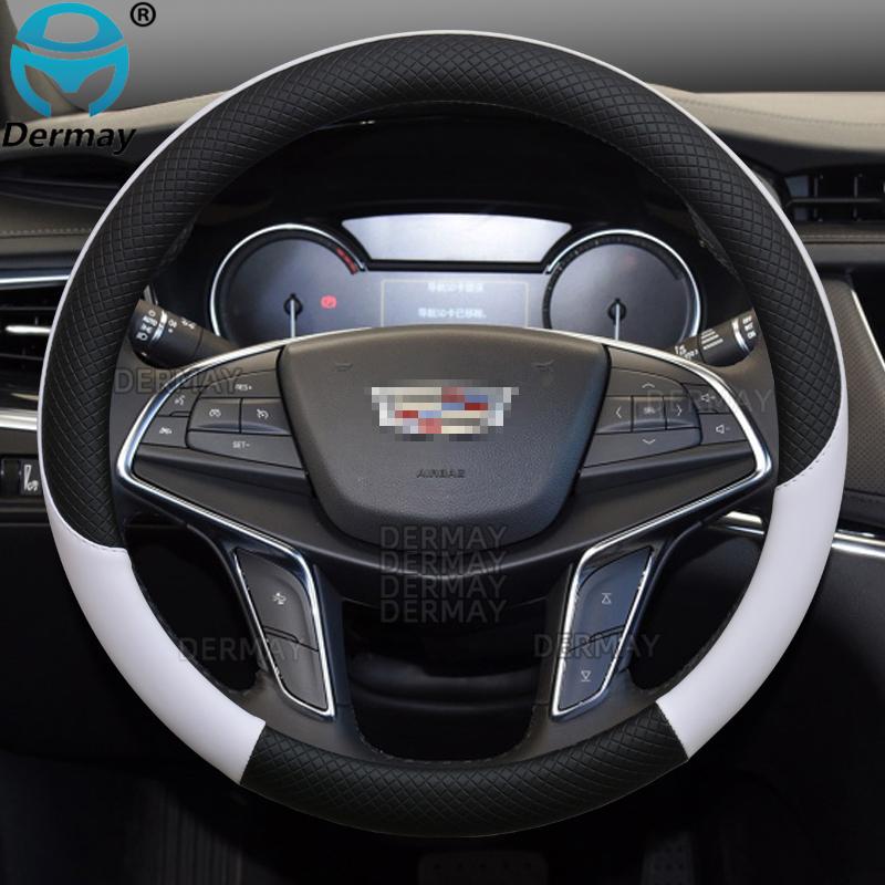 100% DERMAY Brand for Cadillac ATS XT4 XT5 XT6 CTS CT4 CT5 CT6 Car Steering Wheel Cover Microfiber Leather Auto Accessories