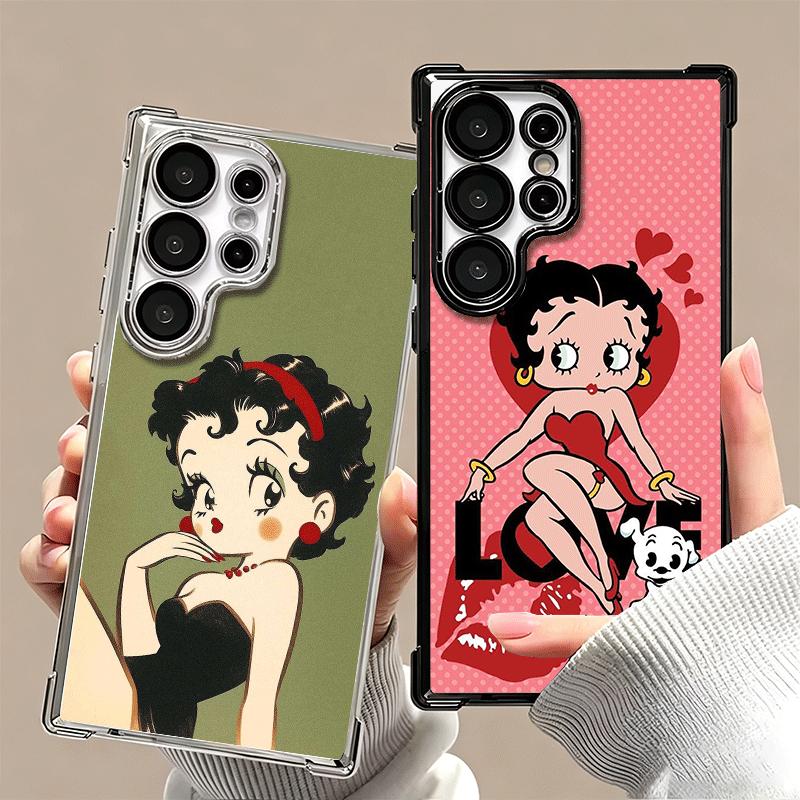 B-Bettys B-Boops Girl Plating Phone Case For Samsung Galaxy S24 S25 FE S26 Edge S23 Ultra S22 S21 Plus S20 Anti-Fall Airabag Cov