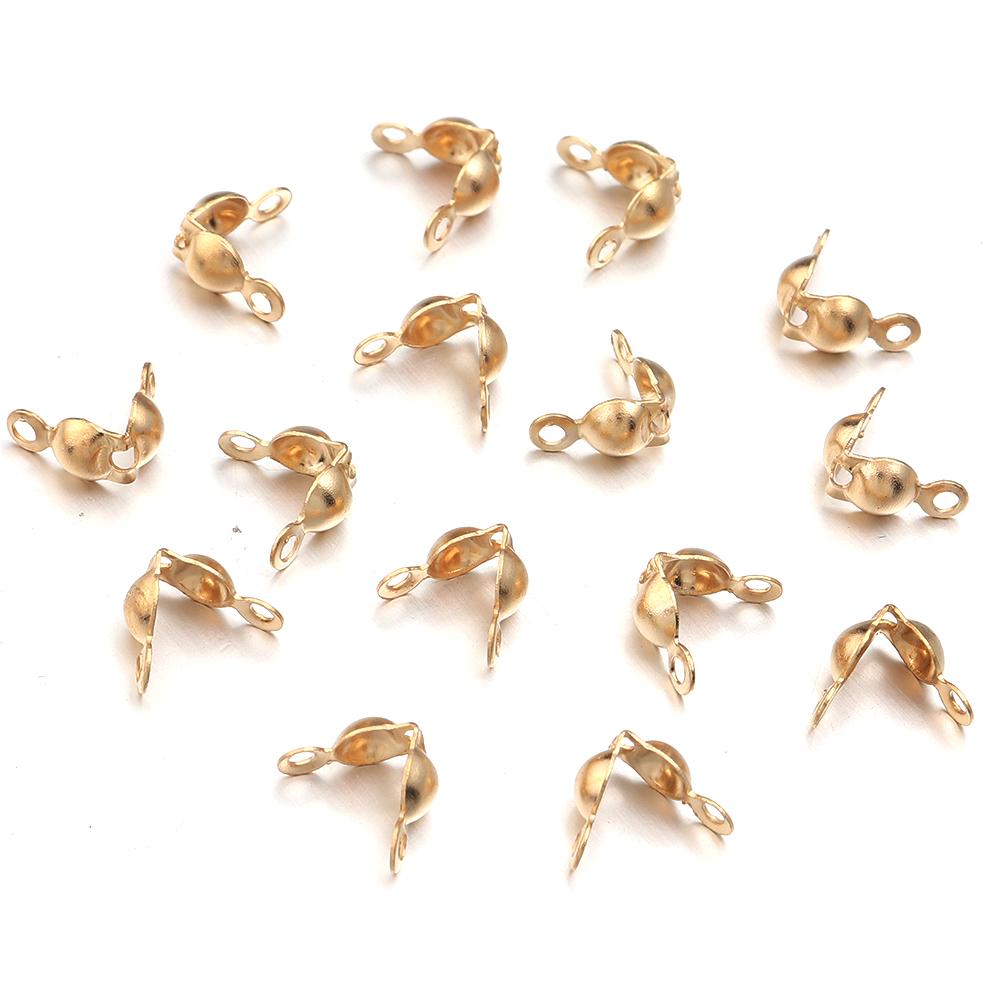 200pcs/lot Connector Clasp 4x7.5mm Crimp End Beads Calotte Fitting Ball Chain Buckle Components For Jewelry Making DIY Bracelets