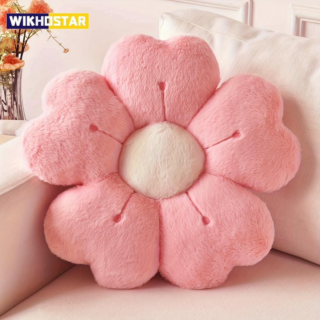 Cuscino Decorativo Morbido Peluche Fiore Margherita - Cuscino Decorativo Accogliente per Letto e Divano, Bianco/Rosa, Adorabile Design Floreale