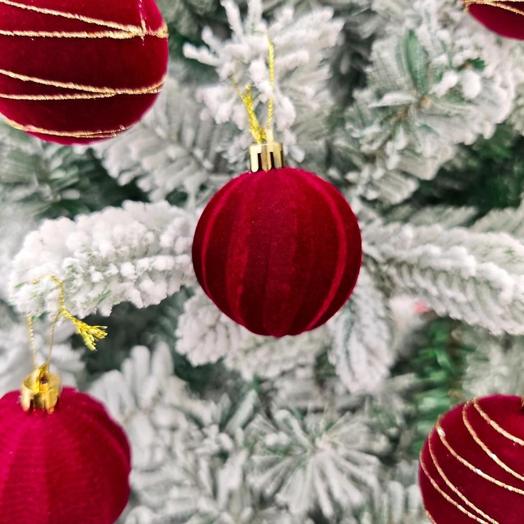 30-Piece 6cm Velvet Flocked Christmas Tree Ornament Set
