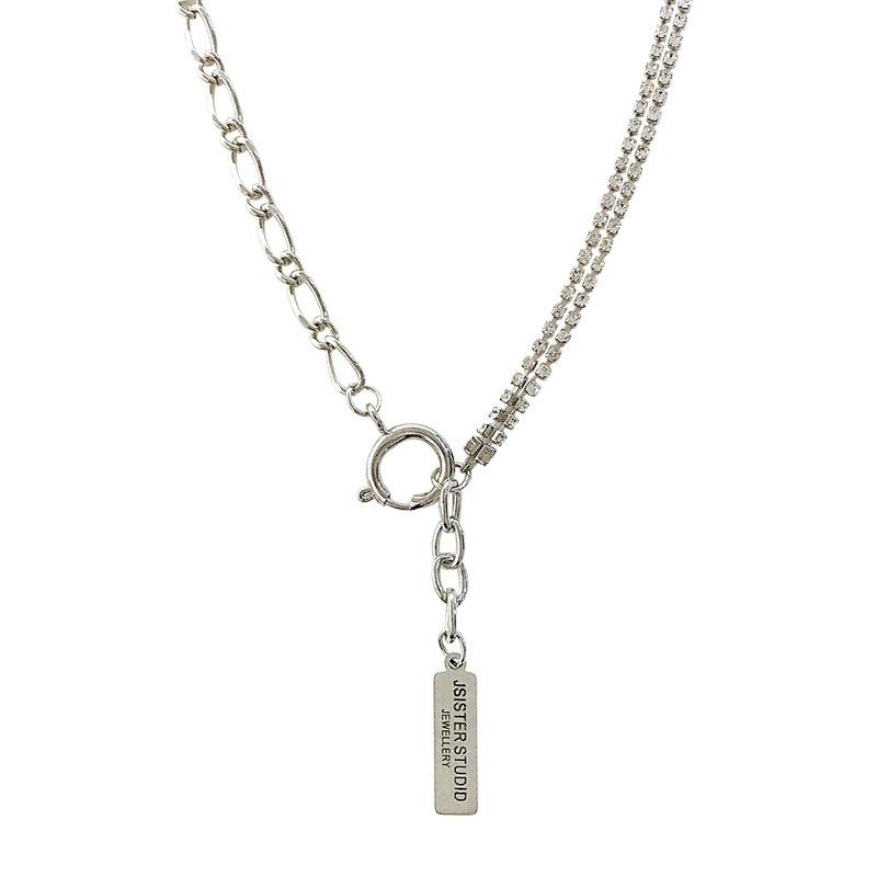 

European and American ins cold wind double-layer rhinestone necklace tide Internet celebrity collarbone chain accessories neck chain letter pendant