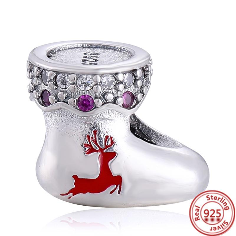 New Winter Snowflake Snowman House Tree Santa Claus Beads Fit Original  Charms Bracelet DIY 925 Silver Fine Jewelry