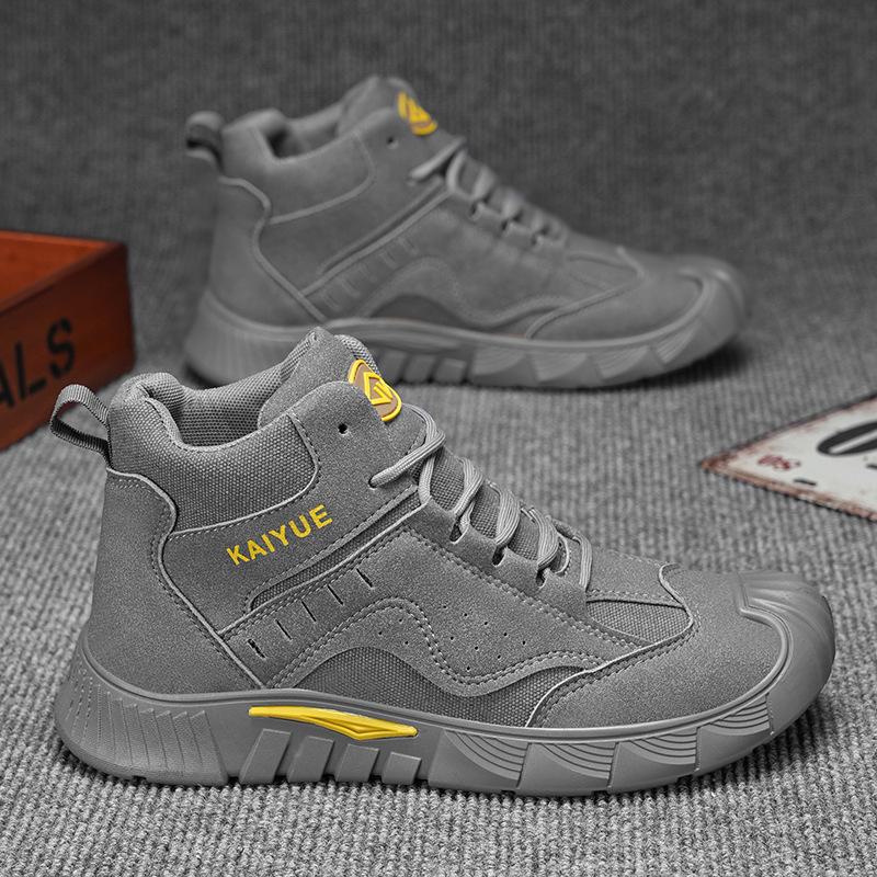 Men's Retro High-Top Work Boots: Dirt-Resistant, Lightweight, and Durable for Autumn/Winter Outdoor Activities.