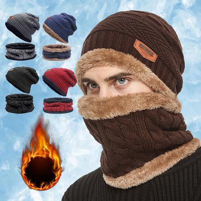 Unisex Winter Hats Knit Cap Men and Women Knit Cap Outdoor Riding Hat Warm Thickening  Plus Winter Ski Mask Hat