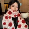 Korean Style Contrast Polka Dot Knit Scarf Winter Warm Neck Wrap Students Casual Chic Accessory