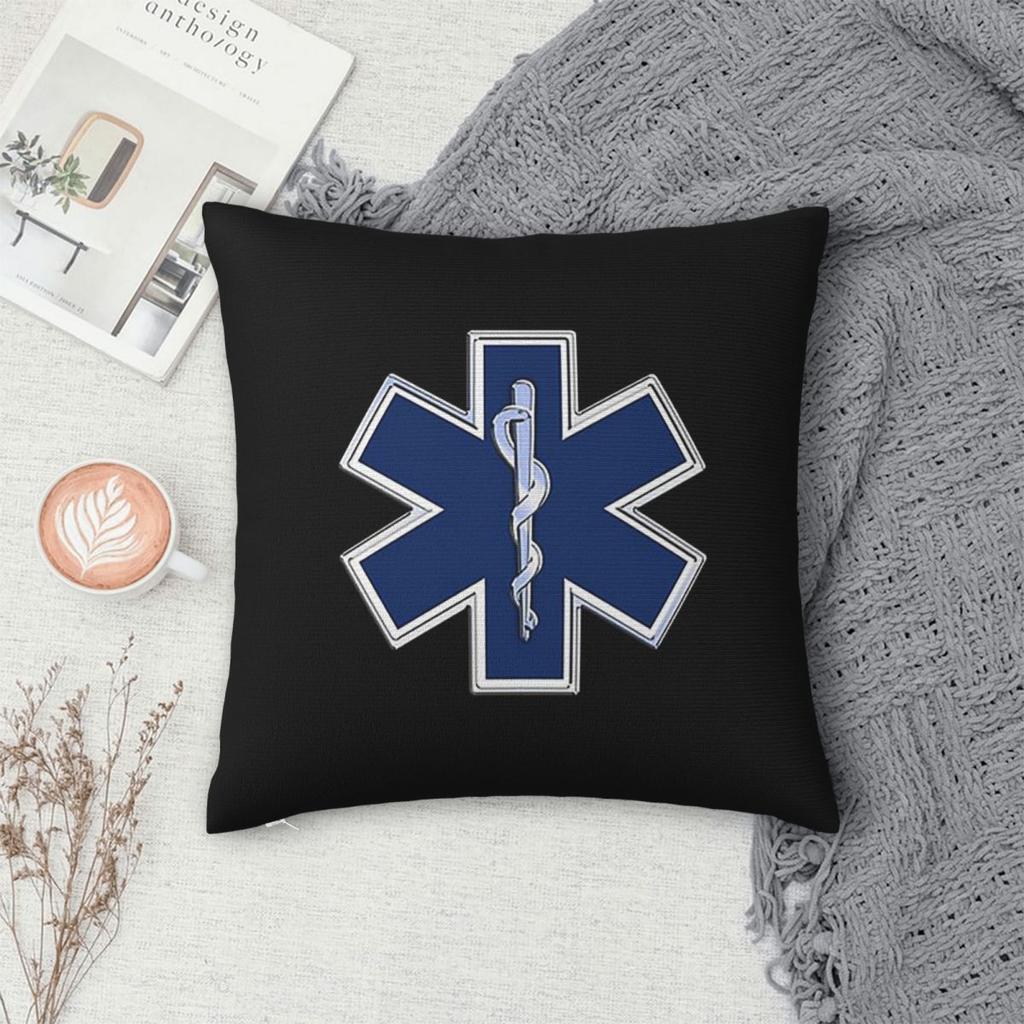 Emt Star Of Life  Square Pillowcase Pillow Cover Cushion Throw Pillow for Home Sofa Living Room