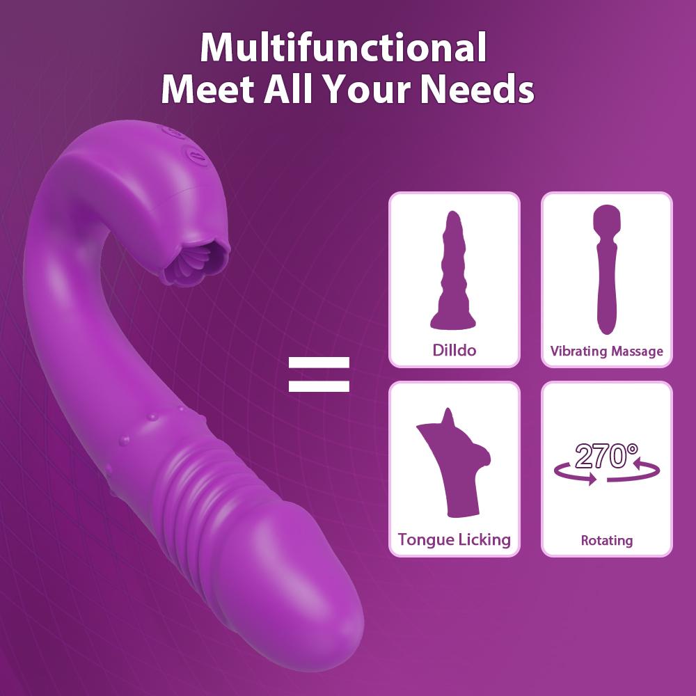 Powerful Thrusting Vibrator Female With Tongue Licking Clitoris Stimulator G Spot Dildo Massager Adult Goods Sex Toys For Women