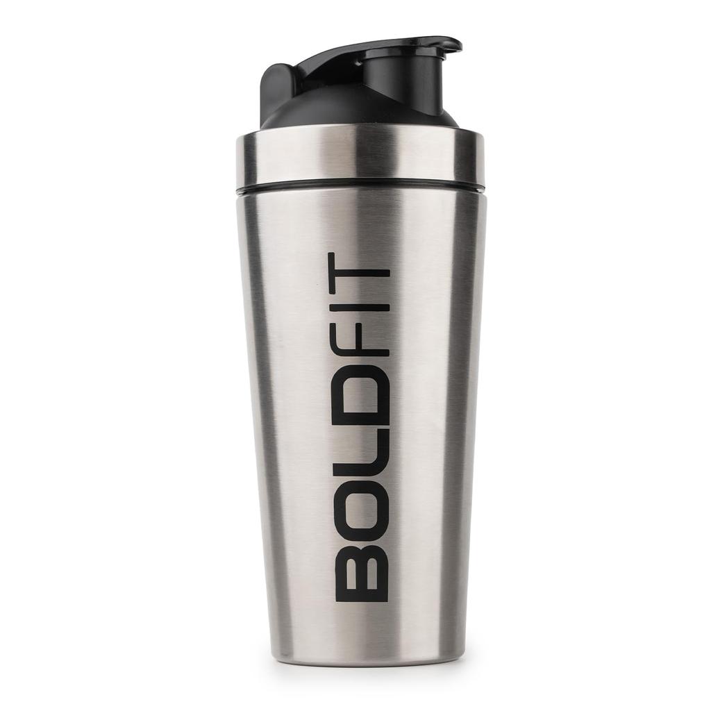 Boldfit Stainless Steel Gym Shaker Bottle Shaker Bottles for Protein Shake 100% Leakproof Guarantee Protein Shaker Sipper Bottle Pre Workout Stee