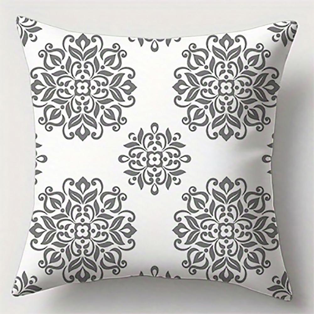 Gray Floral Pattern PillowcaseSuitable for Sofa Car Bedroom Decorative Cushion Cover Pillow Cover