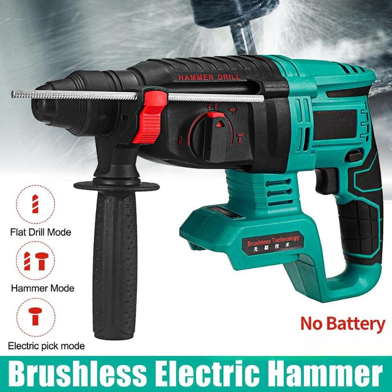 Rechargeable Electric Hammer Power Drill for 18V Battery Multifunction Cordless Brushless Electric Rotary Hammer