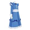 Maid Dress Blue And White Ruffled Bow Long Lolita Dress Red Double Ponytail Curly Wig Cosplay Halloween-themed Party Costume