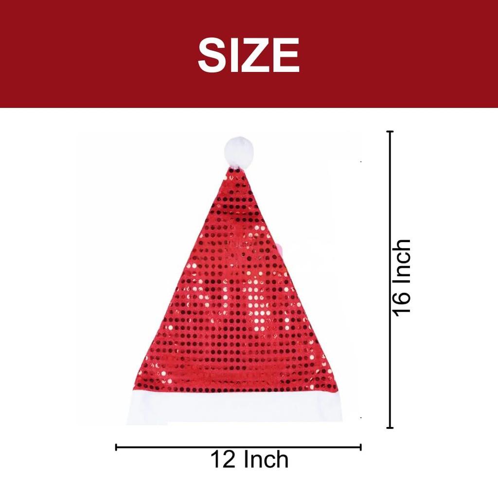Weihnachts-Pailletten-Nikolausmütze für Erwachsene - Plüsch-Glitzer-Weihnachtsmütze für Weihnachtsfeier-Zubehör