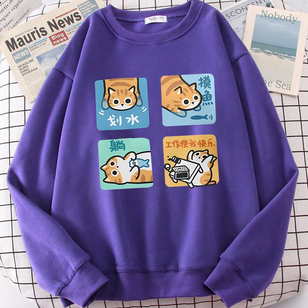 Not Wanting To Work Seriously Cute Print Men Women Clothes O-Neck Hoodies Funny Pattern Print Sweatshirt