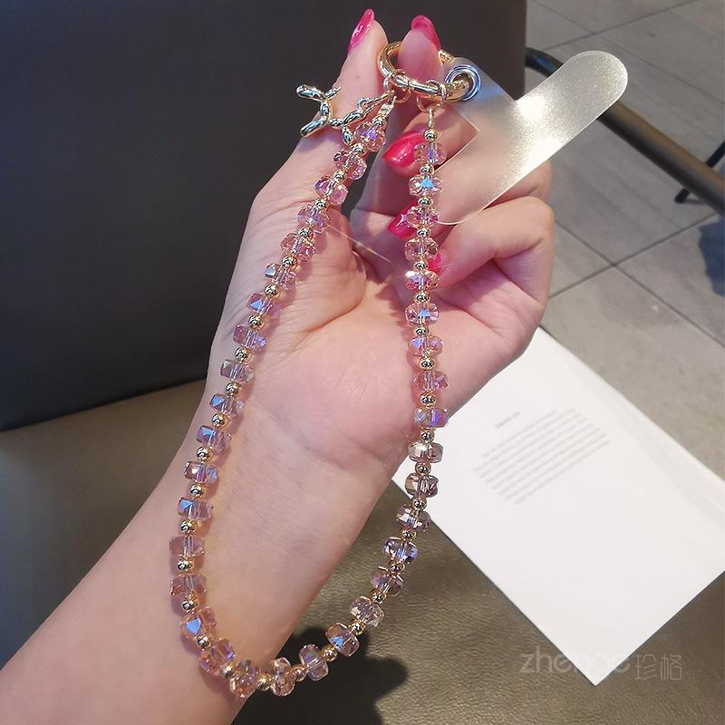 

Balloon dog pendant rhombus bead bracelet mobile phone lanyard women s ins simple fashion lanyard short wrist pendant [pink] balloon dog