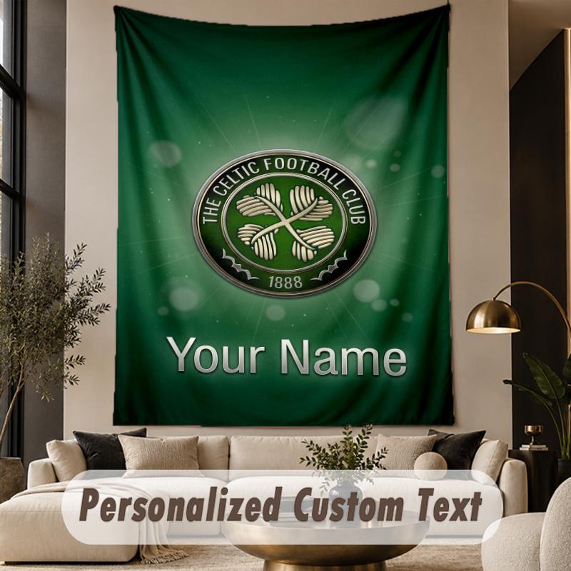 Custom Text Tapestry Celtic FC Print Wall Tapestry Indoor Living Room Wall Decor