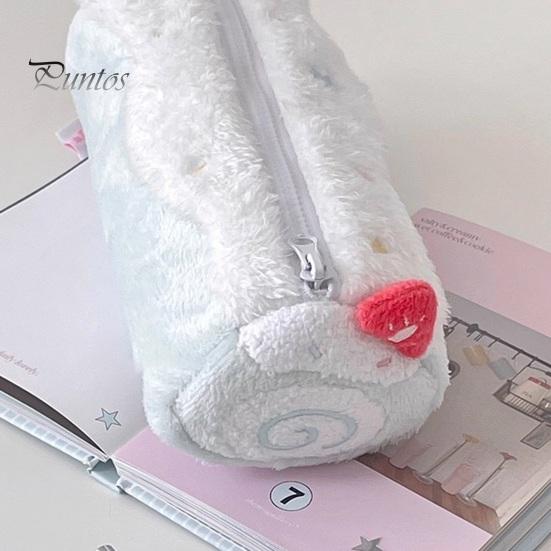 Cute Dessert Shaped Pouch Cake Roll Pencil Case, Plush Makeup Bag, Large Capacity Pen Fluffy Skin-friendly Pouch, Soft Stationery Bag for Girls,
