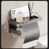 Gray Toilet Paper Holder with shelf Aluminum Black Tissue Paper Holder Milk Cream Paper Roll Holder With Phone Storage Shelf