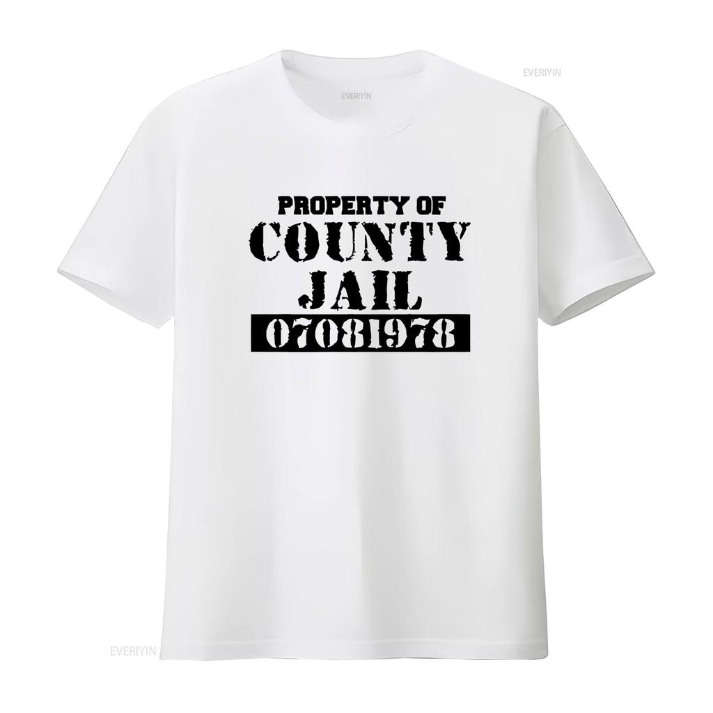 Property of County Jail Prison Orange T Shirt Front Back 70 vintage Washed designer clothes Top For Everyday Wear graphic