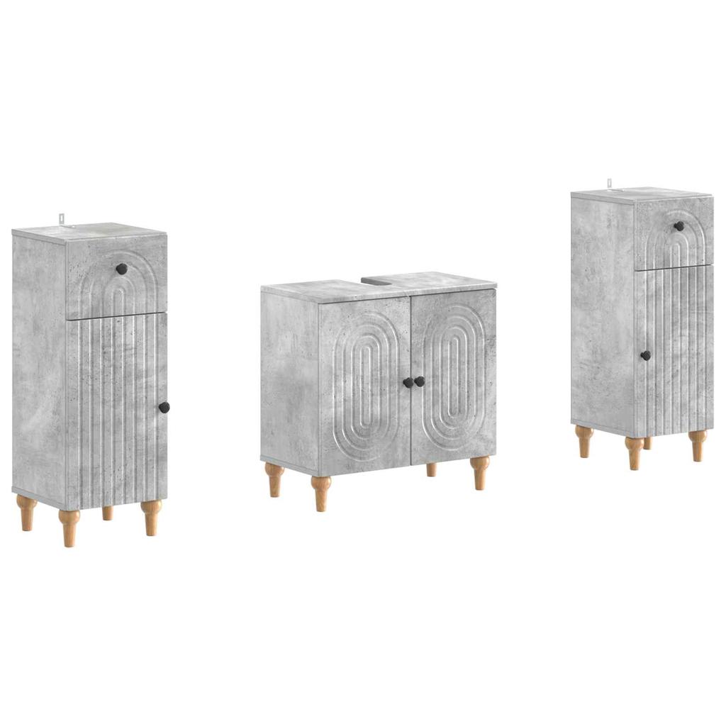 3 Piece Bathroom Cabinet System ALKMAAR Concrete Grey