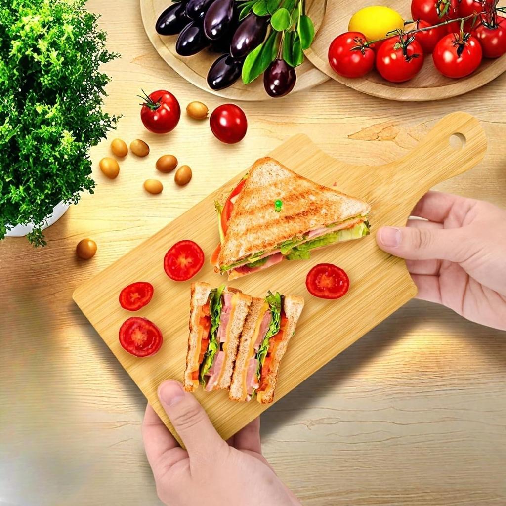 12 Pack Bamboo Cutting Board with Handle, 11" X 5" Individual Charcuterie Boards, Blank Laser Engraving Board, Bulk Food Platter, Mini Board