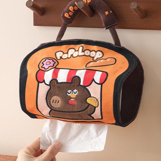 Tissue Box Cartoon Bakery Bear Design Waterproof Large Capacity Storage Pouch with Portable
