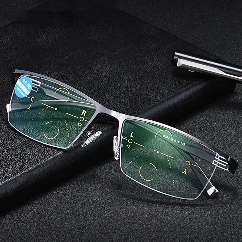 

Anti Blue Light Bifocal Reading Glasses Men Business Metal Half Frame Presbyopia Eyeglasses +1.0 To +4.0 2.5