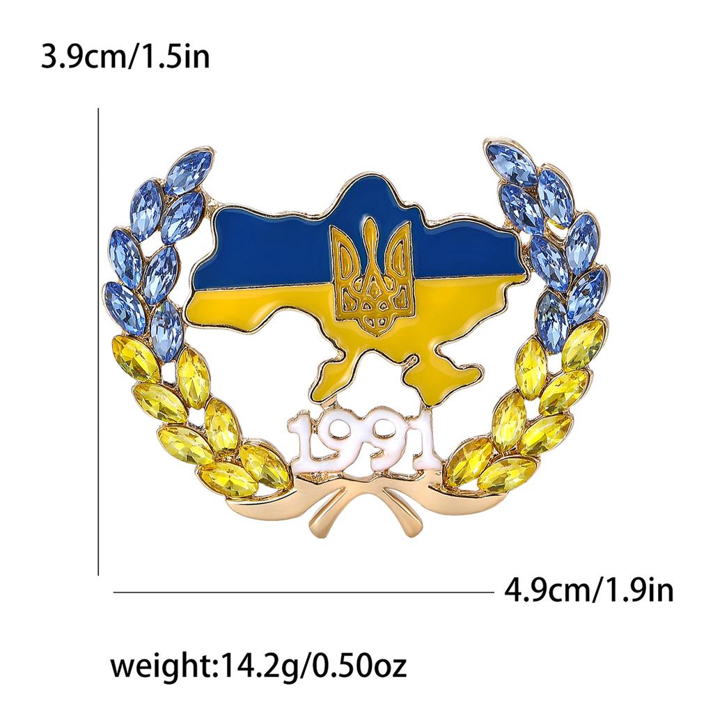 Ukrainian Wheat Brooches for Women Unisex Ukrainian Patriotic Pins Casual Accessories Gifts-Wholesale