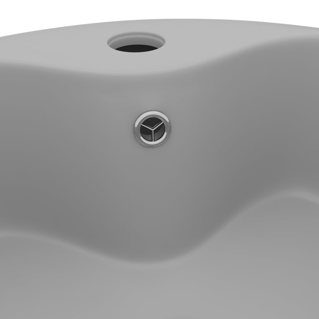 Luxury Wash Basin with Overflow Matte Light Grey 36 X 13 Cm Ceramic