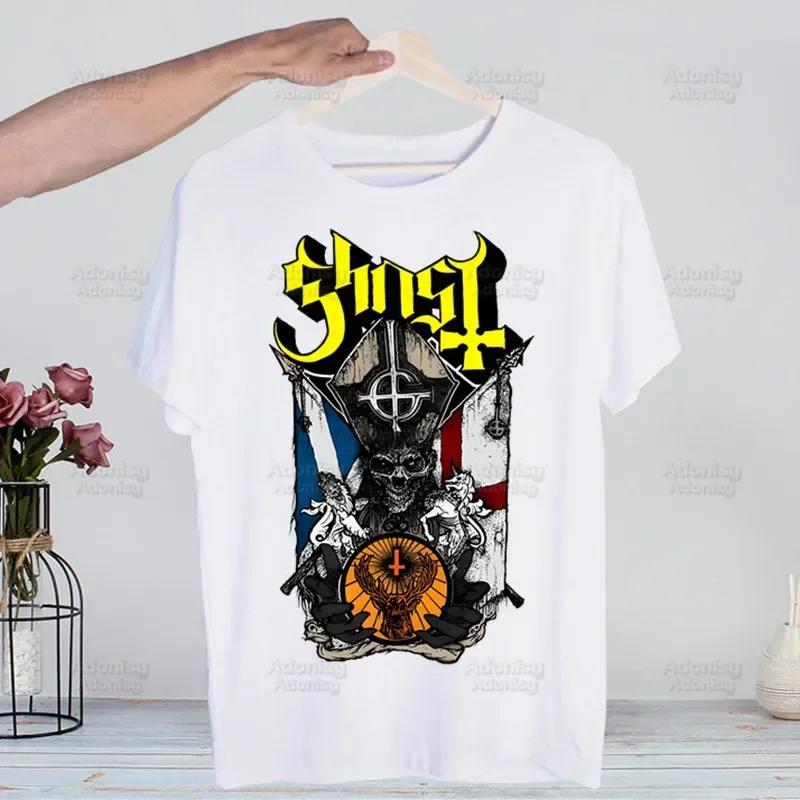 Ghost Band Heavy Metal Music Band Prevalent T Shirts print O-Neck Short Sleeve Regular Mens Heigh Quality Men Hip-Hop t Shirt